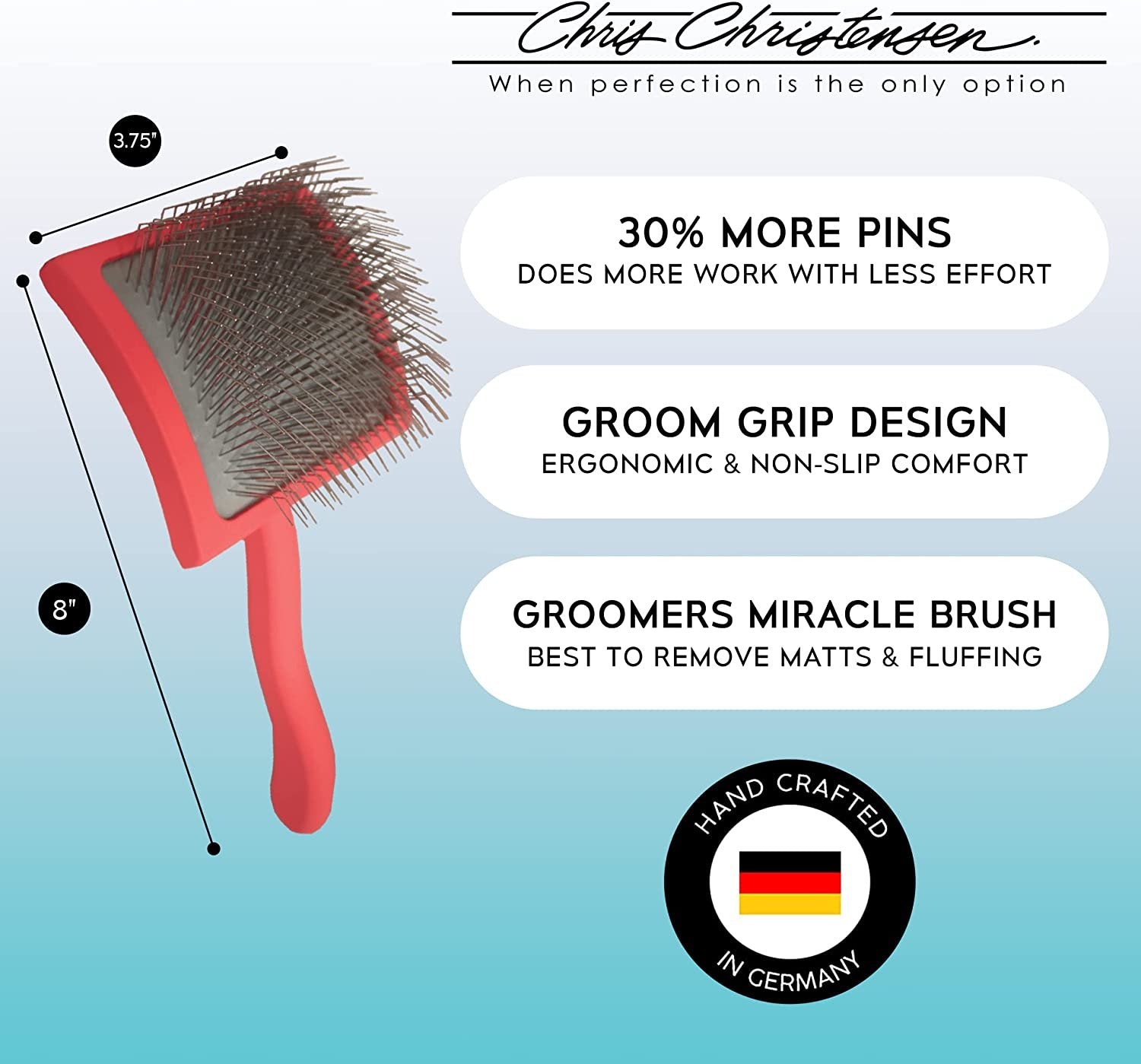 Chris Christensen Medium Big G Dog Slicker Brush, Coral