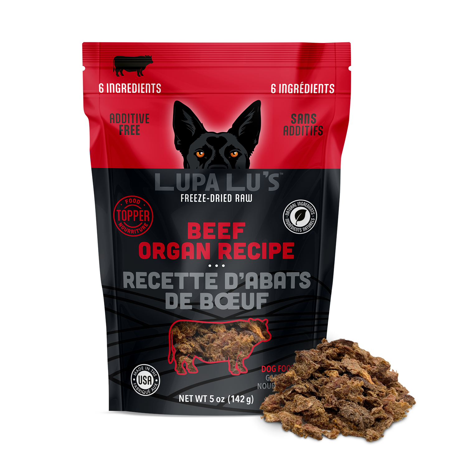 Girl With The Dogs LUPA LU'S™ Freeze Dried Raw Beef Organ Recipe (5oz)
