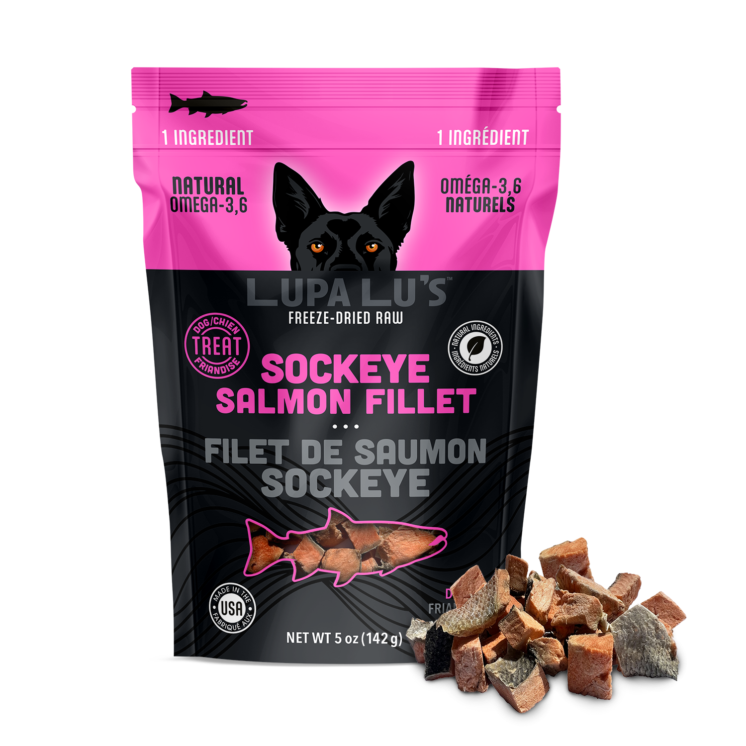 Girl With The Dogs LUPA LU'S™ Freeze Dried Raw Sockeye Salmon Fillet (5oz)